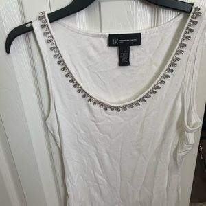 INC white tank with jeweled neck line